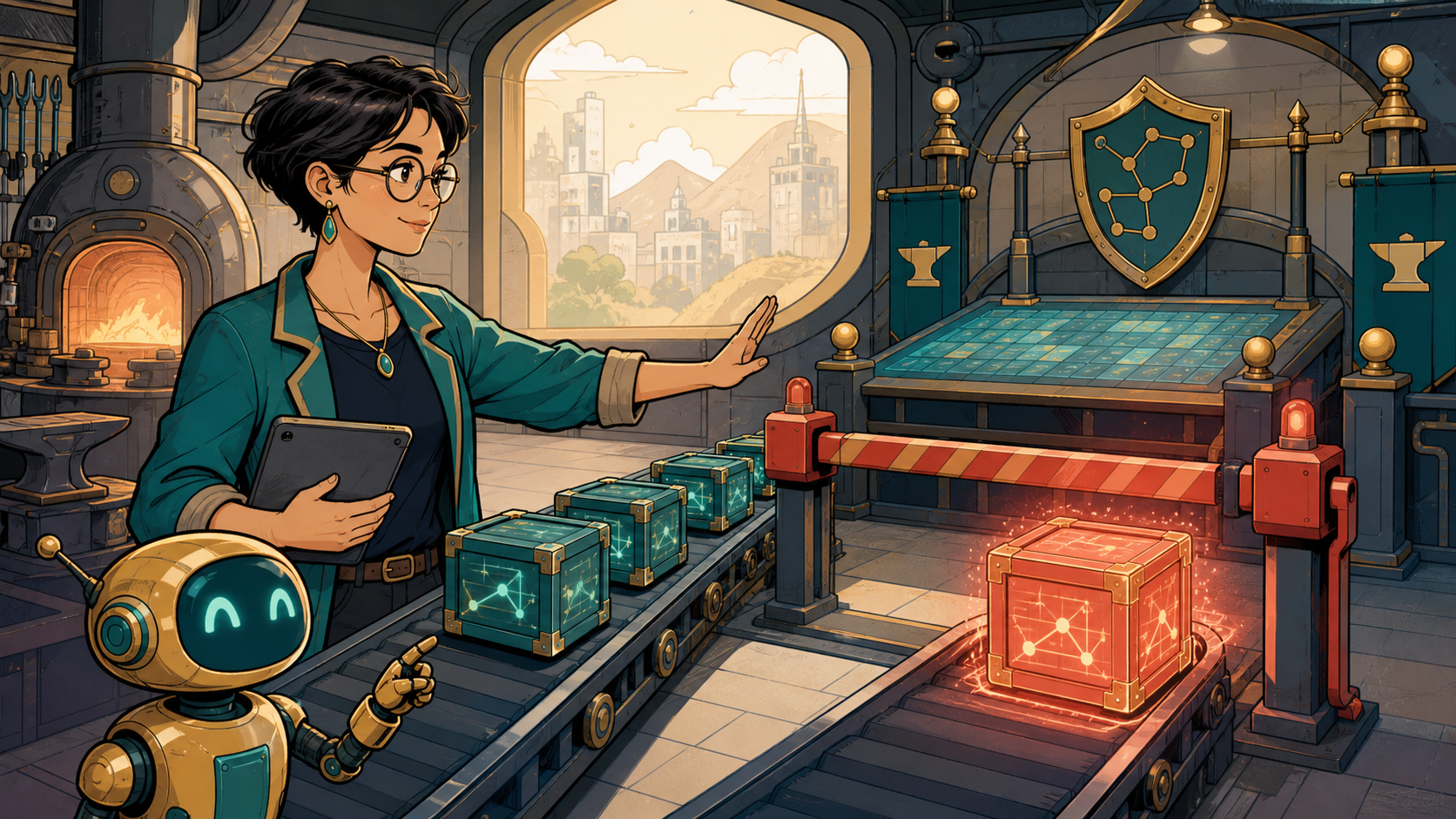 Rhea and Orbit stop a future data crate before it can enter the evidence forge.